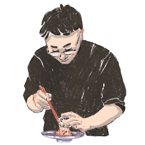 ミノタケ店主のイラスト